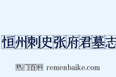 恒州刺史张府君墓志是什么意思的图片